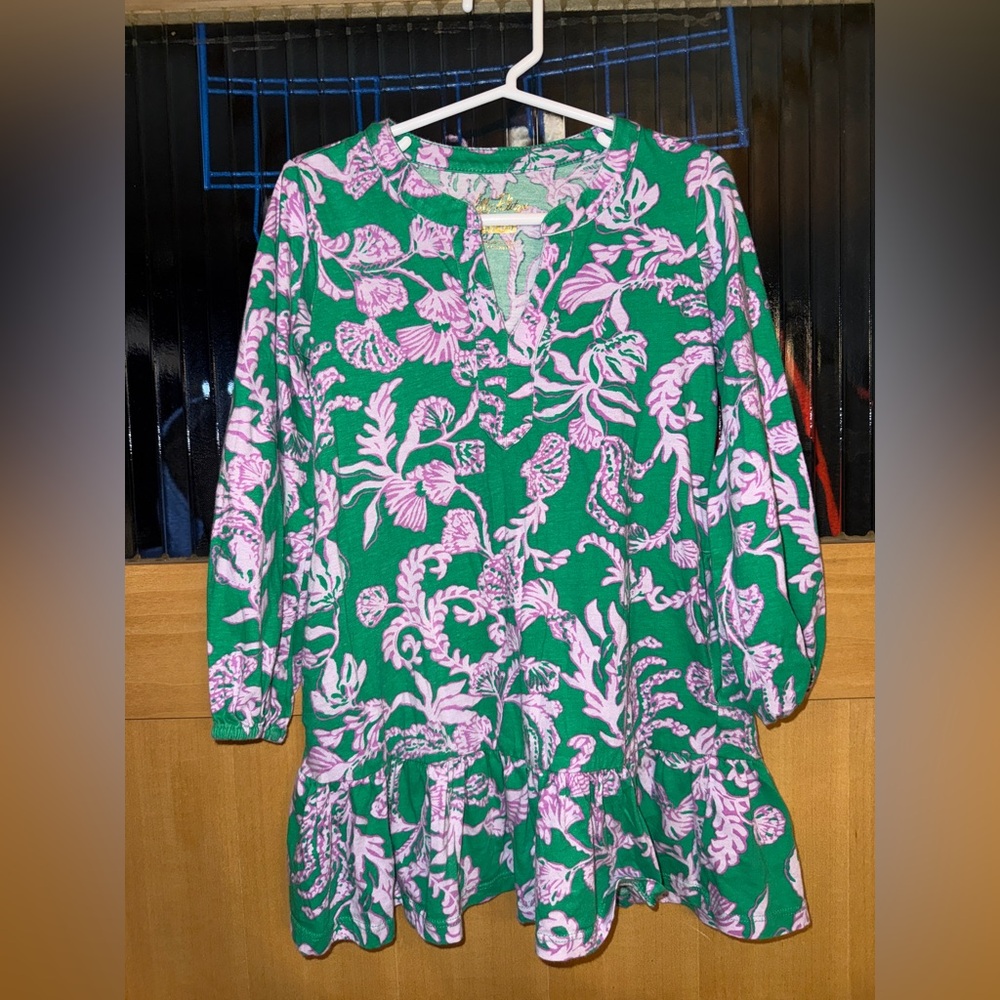 Lilly Pulitzer Girls Mini Alyssa Cotton Dress Brazilian Green S 4-5 Years 279612